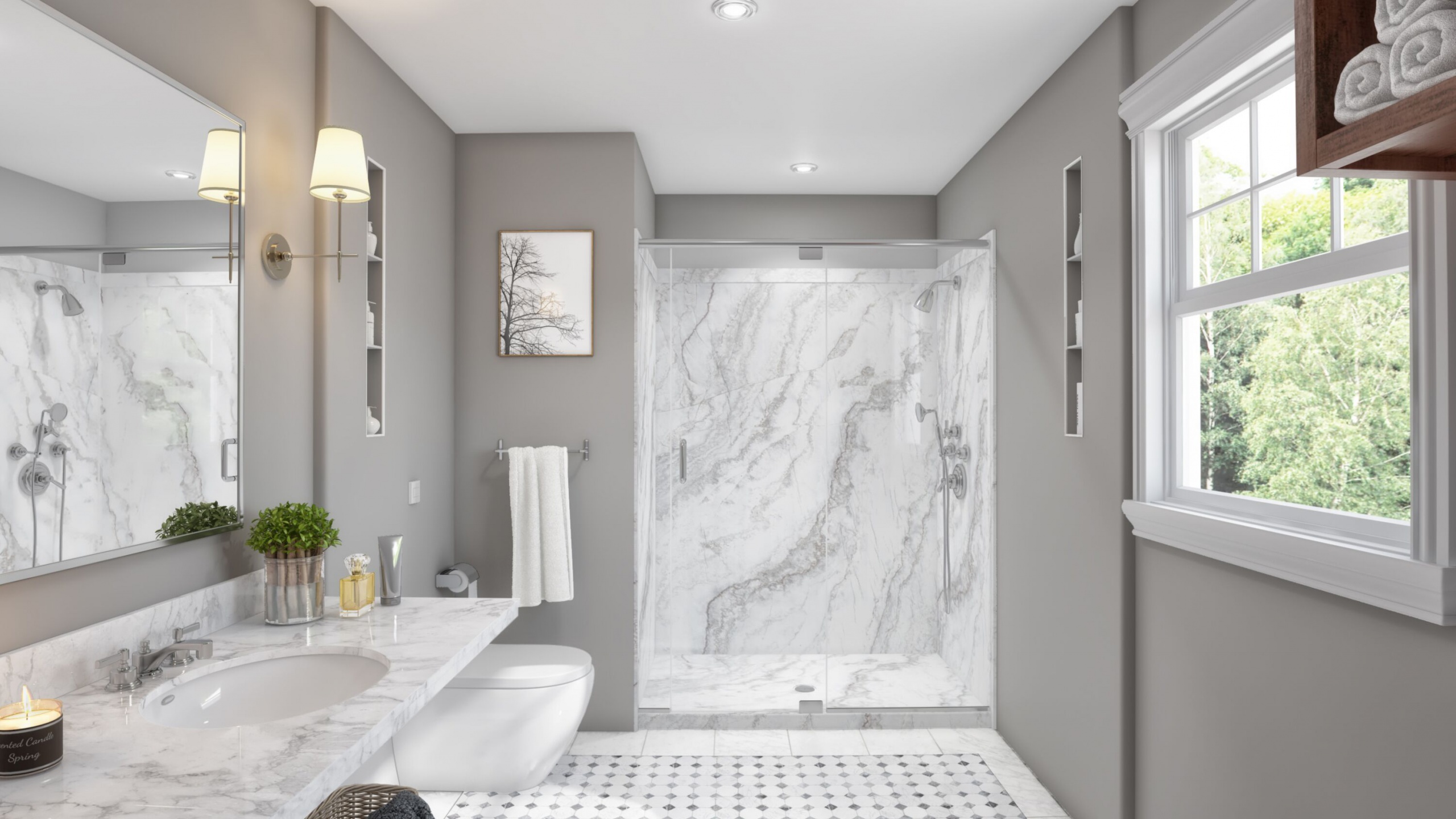 White Pearl Shower Wall