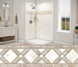 Botticino Cream Wall with Accent Strip